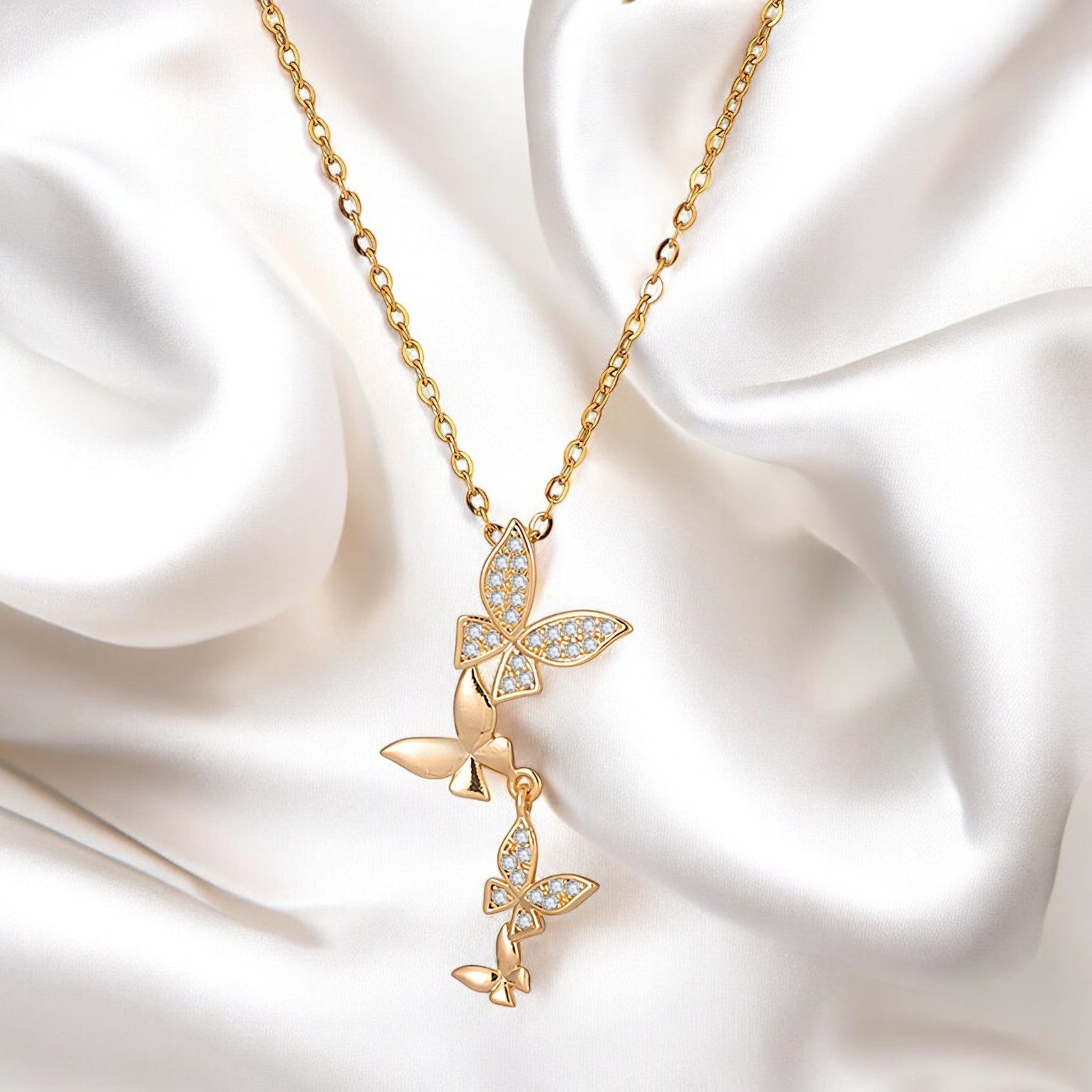 18K Gold - Plated Butterfly Necklace - zemarajewelry