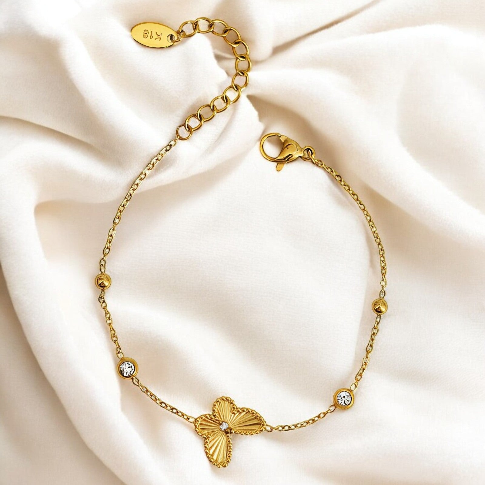 18K gold plated Stainless steel "butterfly" bracelet - zemarajewelry
