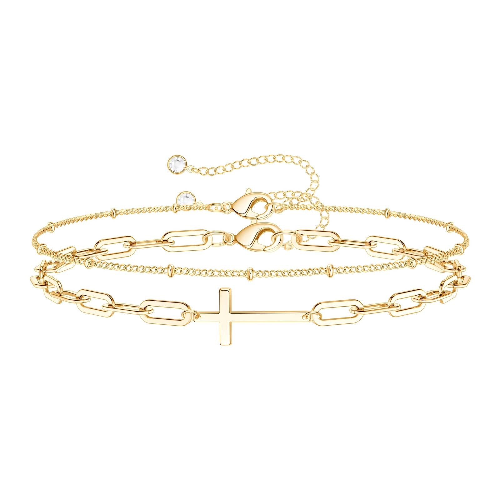 18K gold plated Stainless steel "Crosses" bracelet - zemarajewelry