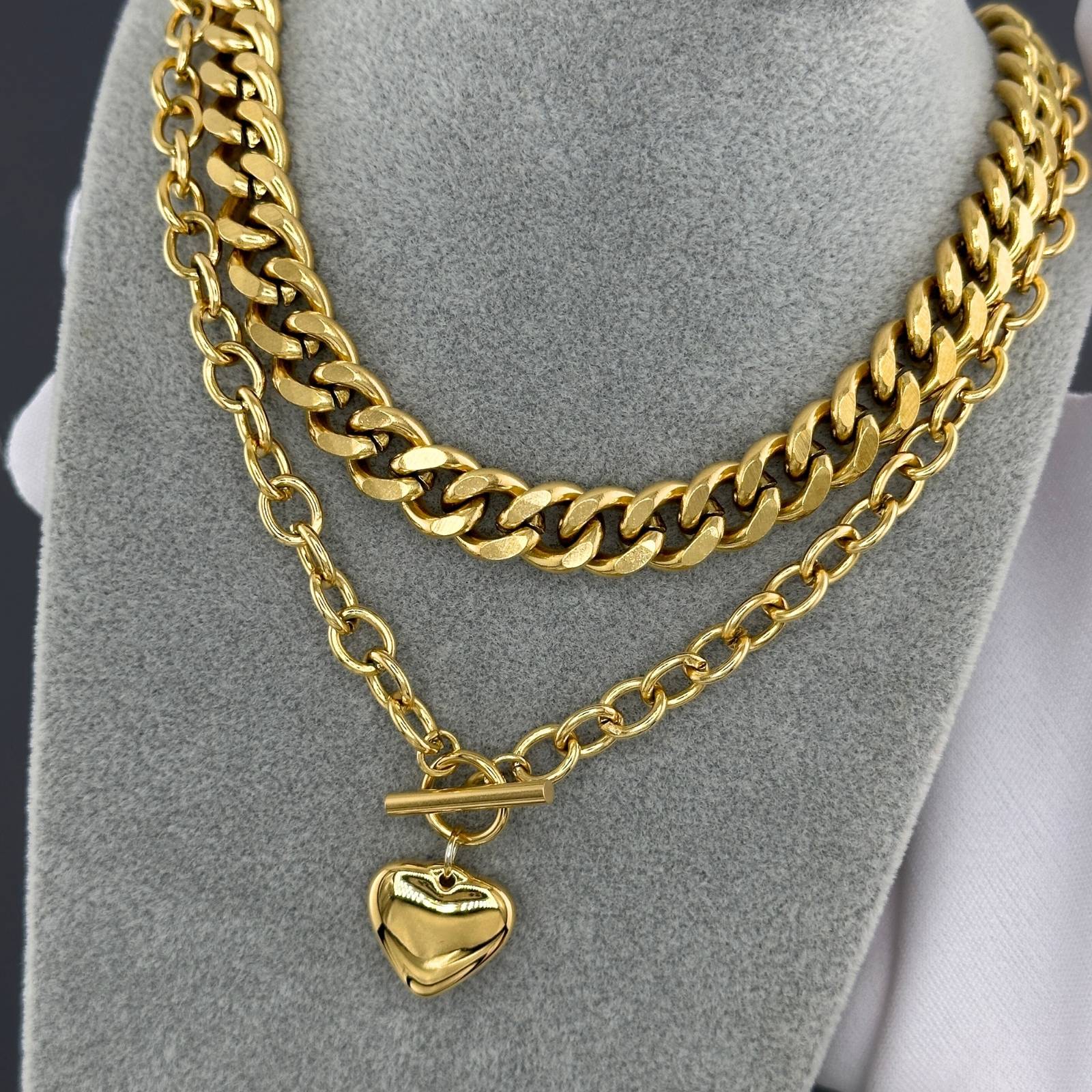 18K gold plated Stainless steel necklace, Intensity - zemarajewelry