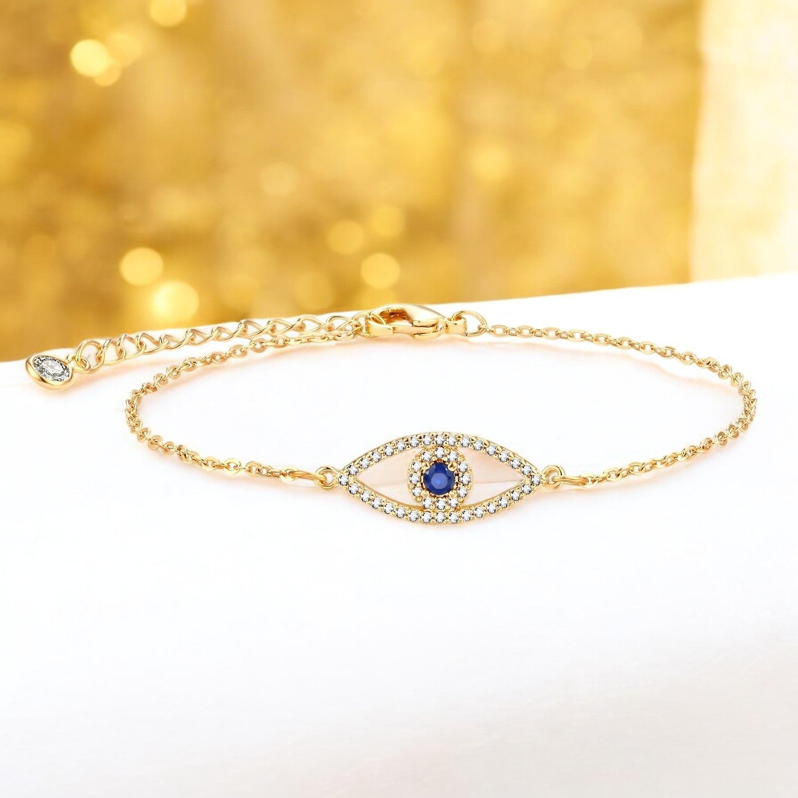 18K gold plated Stainless steel "Evil Eye" bracelet - zemarajewelry