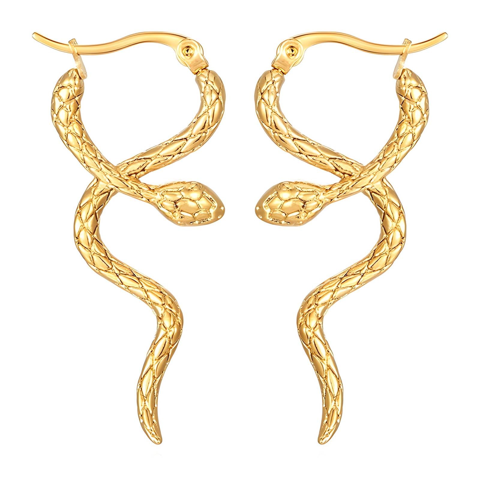 18K gold plated Stainless steel "Snakes" earrings, Intensity - zemarajewelry