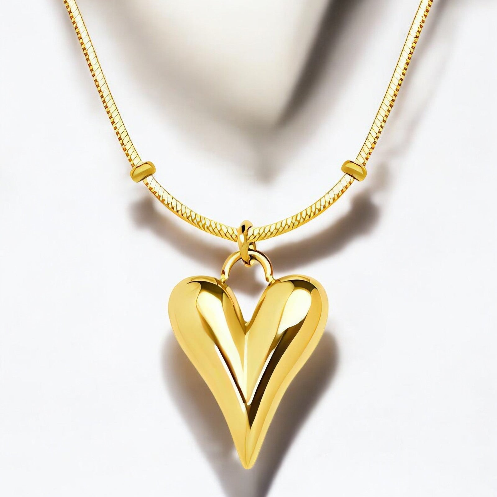 18K gold plated Stainless steel "Hearts" necklace - zemarajewelry