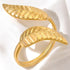 18K gold plated Stainless steel "Leafs" finger ring - zemarajewelry
