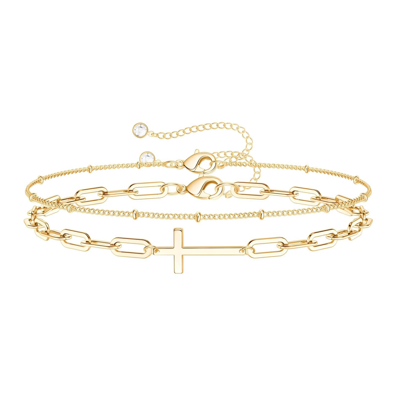 18K gold plated Stainless steel "Crosses" bracelet, Intensity - zemarajewelry