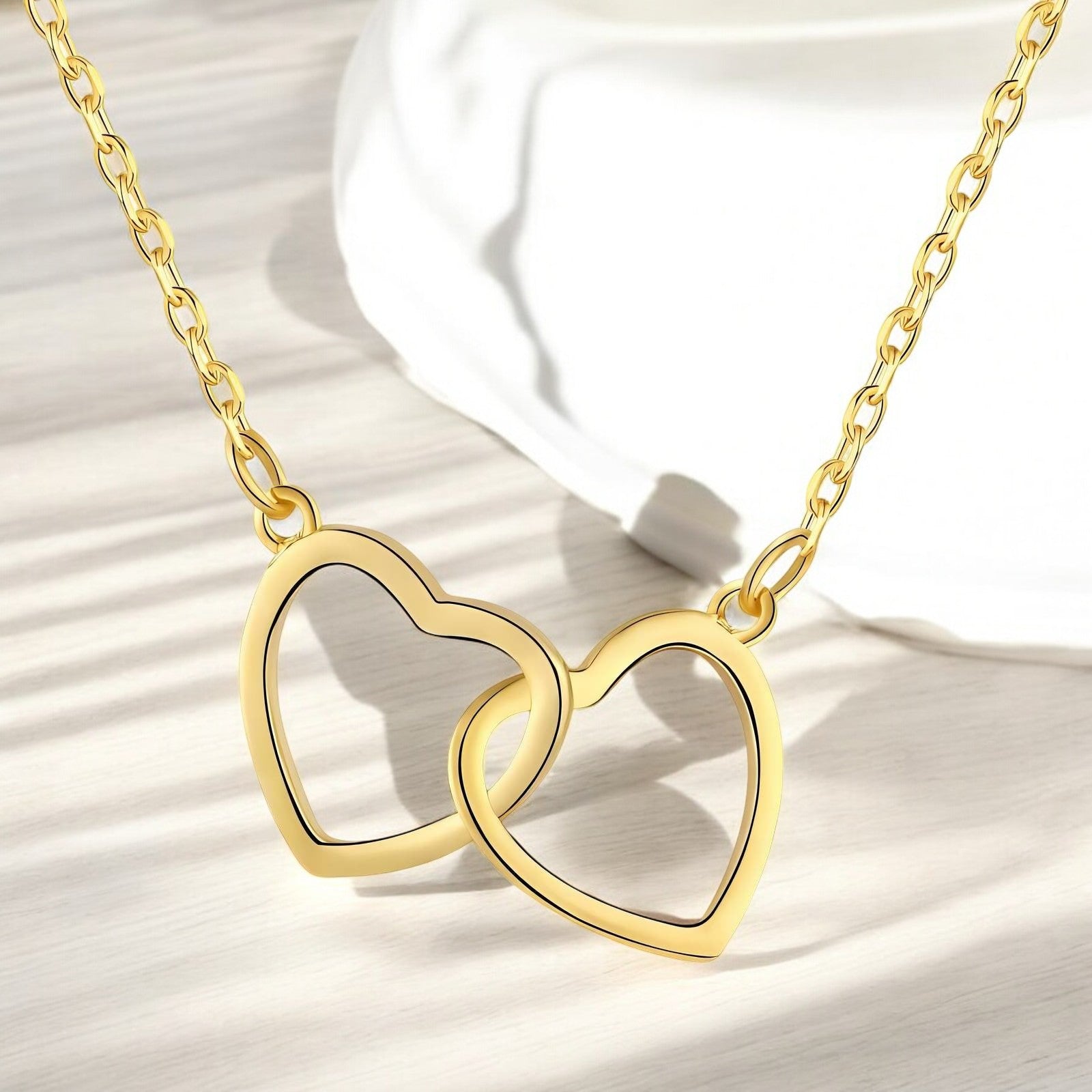 18K gold plated Stainless steel "Hearts" necklace - zemarajewelry