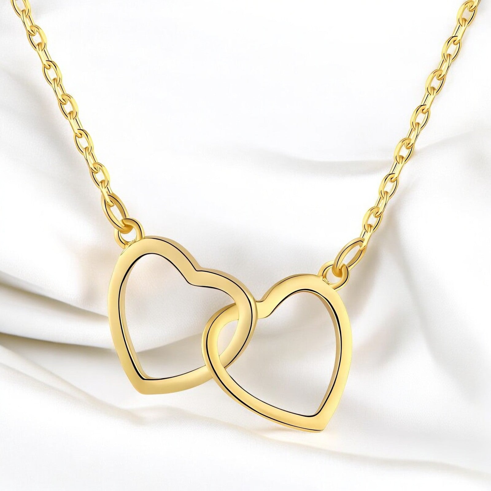 18K gold plated Stainless steel "Hearts" necklace - zemarajewelry