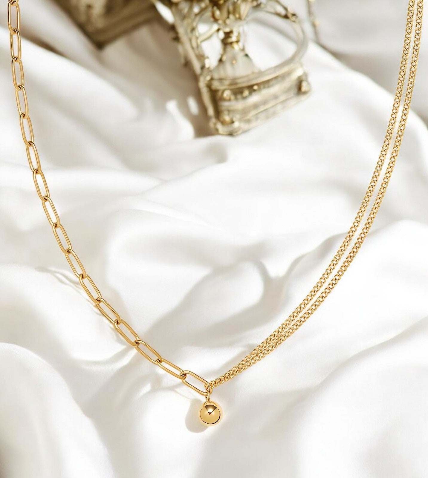 18K gold plated Stainless steel necklace - zemarajewelry