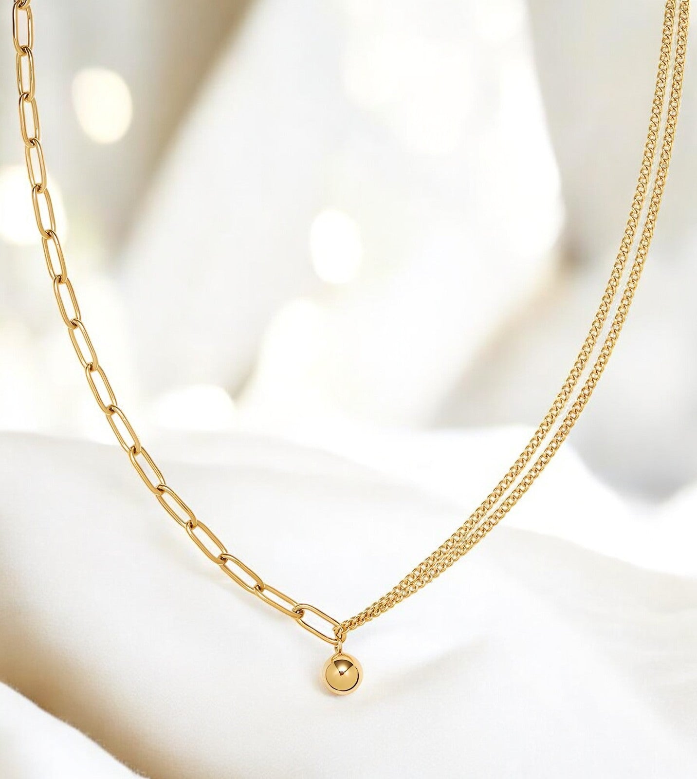 18K gold plated Stainless steel necklace - zemarajewelry