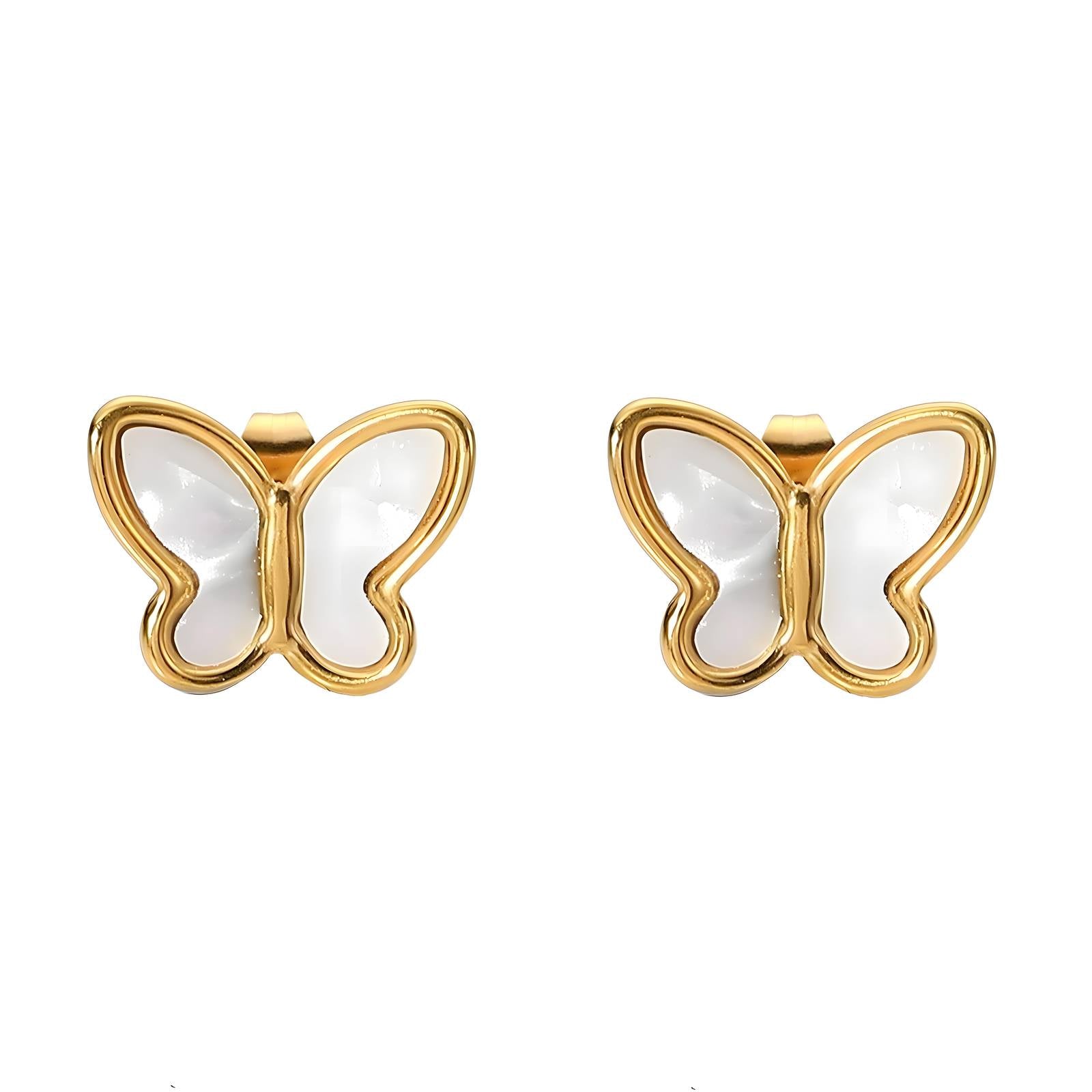 18K gold plated Stainless steel "Butterflies" earrings, Intensity - zemarajewelry