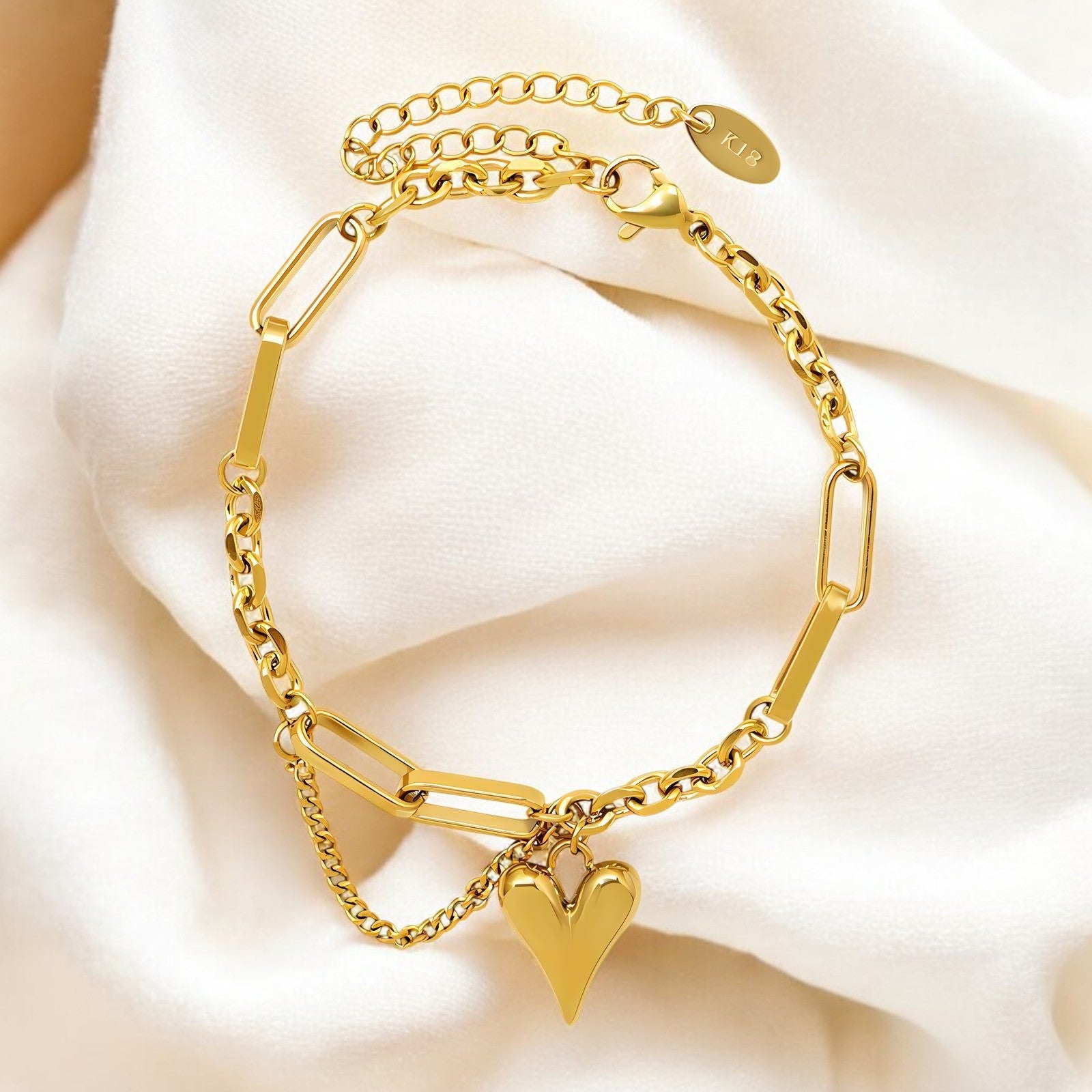 18K gold plated Stainless steel "Hearts" bracelet - zemarajewelry