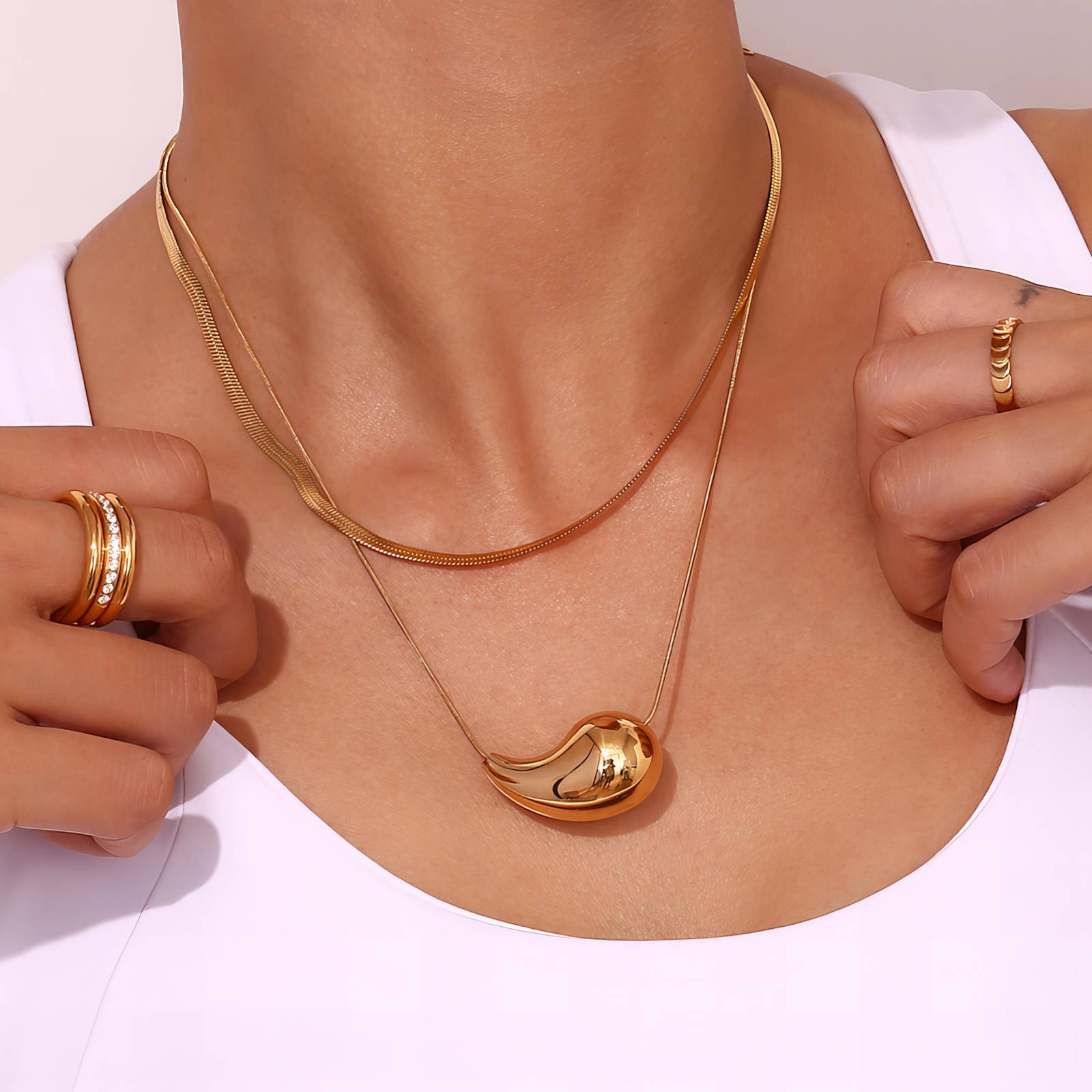 18K gold plated Stainless steel necklace - zemarajewelry