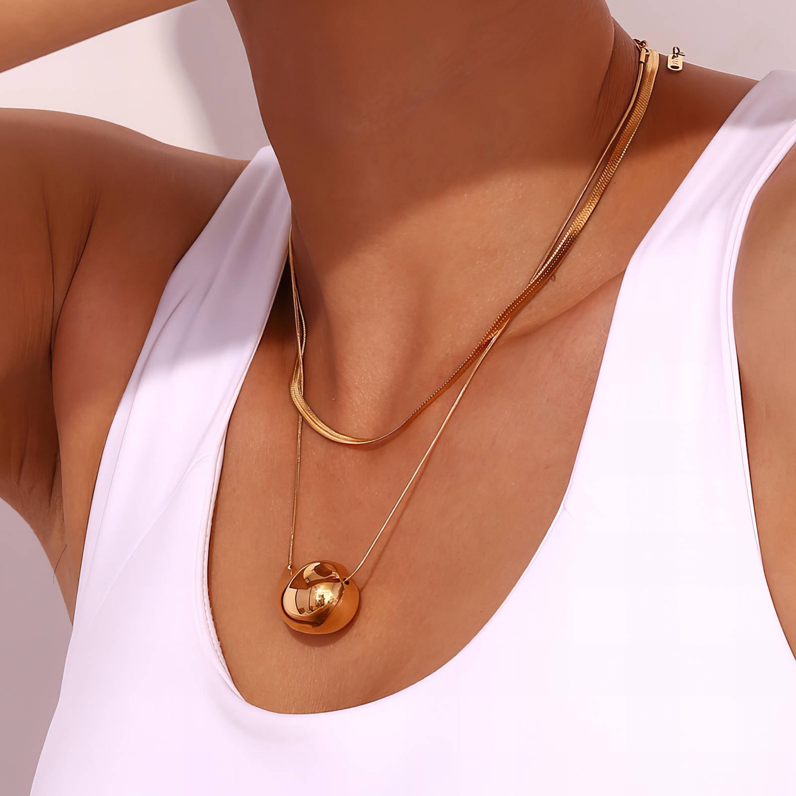 18K gold plated Stainless steel necklace - zemarajewelry