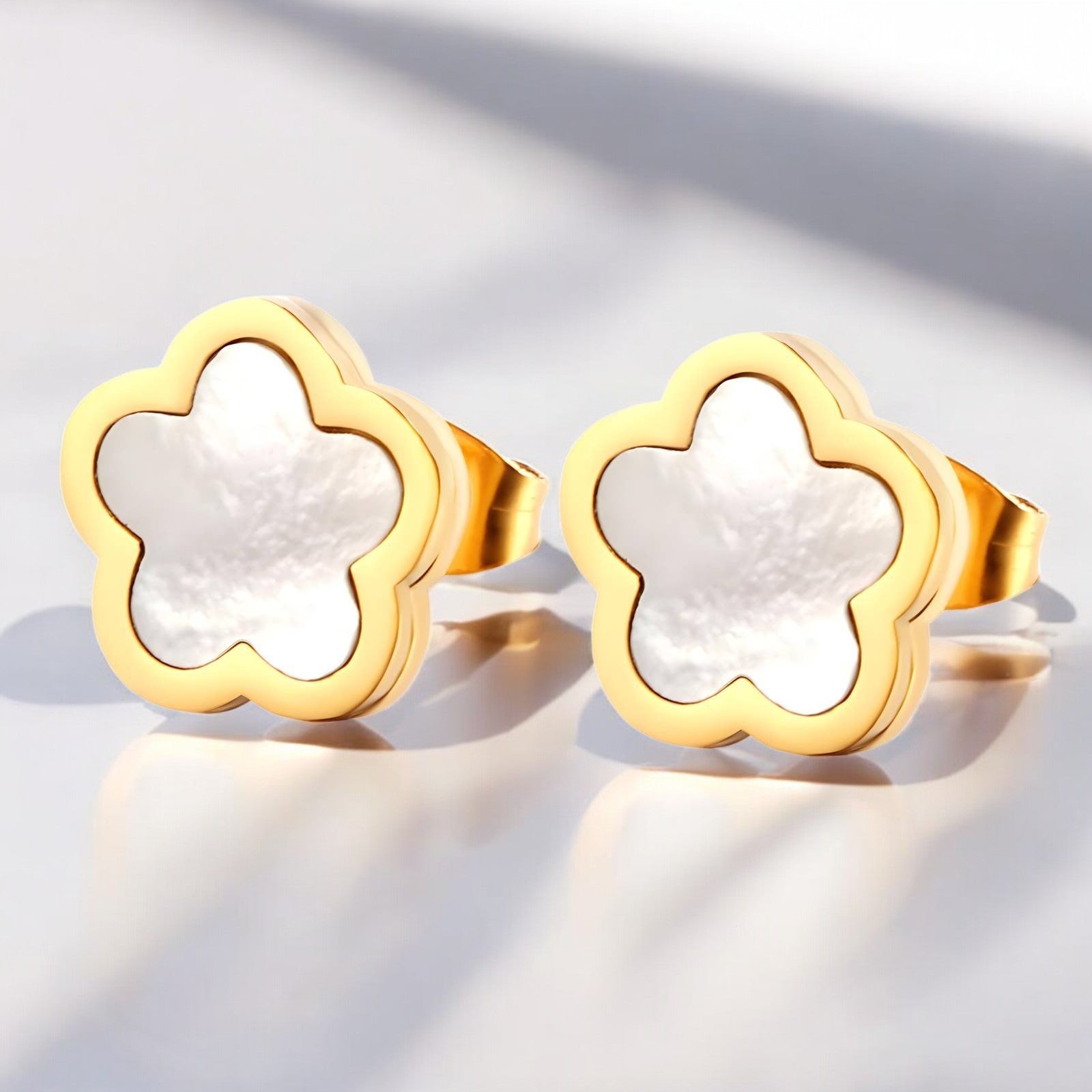 18K gold plated Stainless steel "Flowers" earrings - zemarajewelry