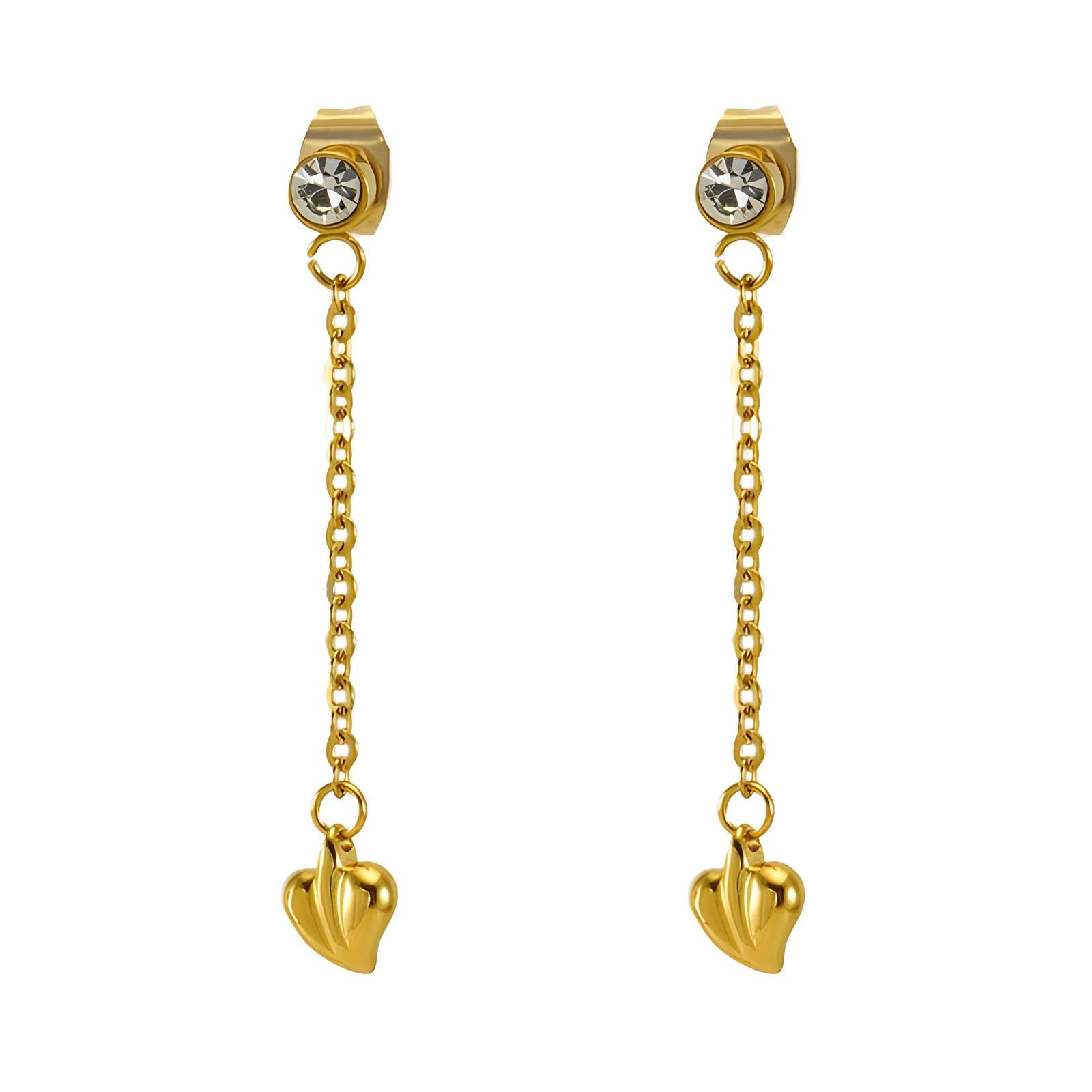 18K gold plated Stainless steel "Hearts" earrings - zemarajewelry