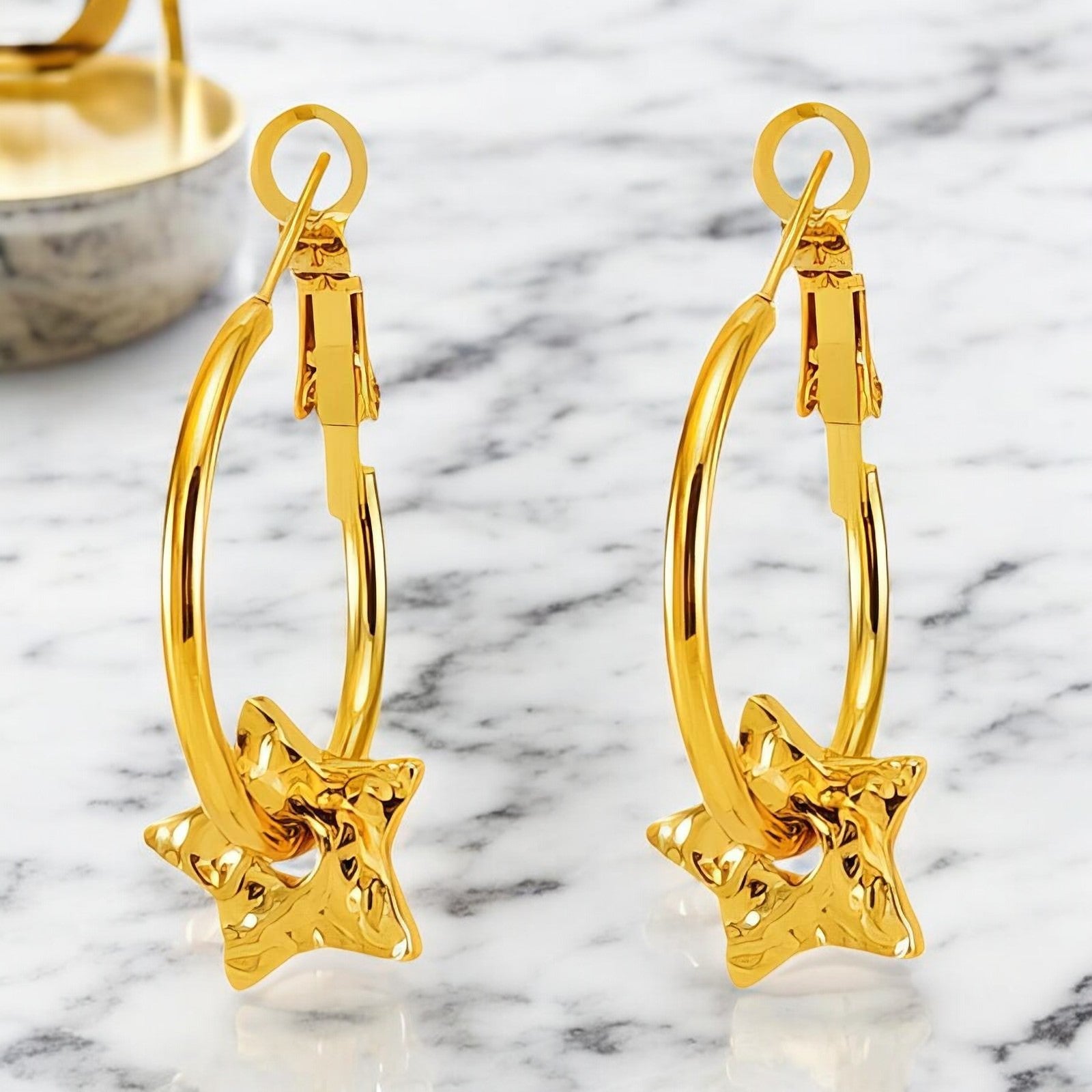 18K gold plated Stainless steel "Stars" earrings - zemarajewelry