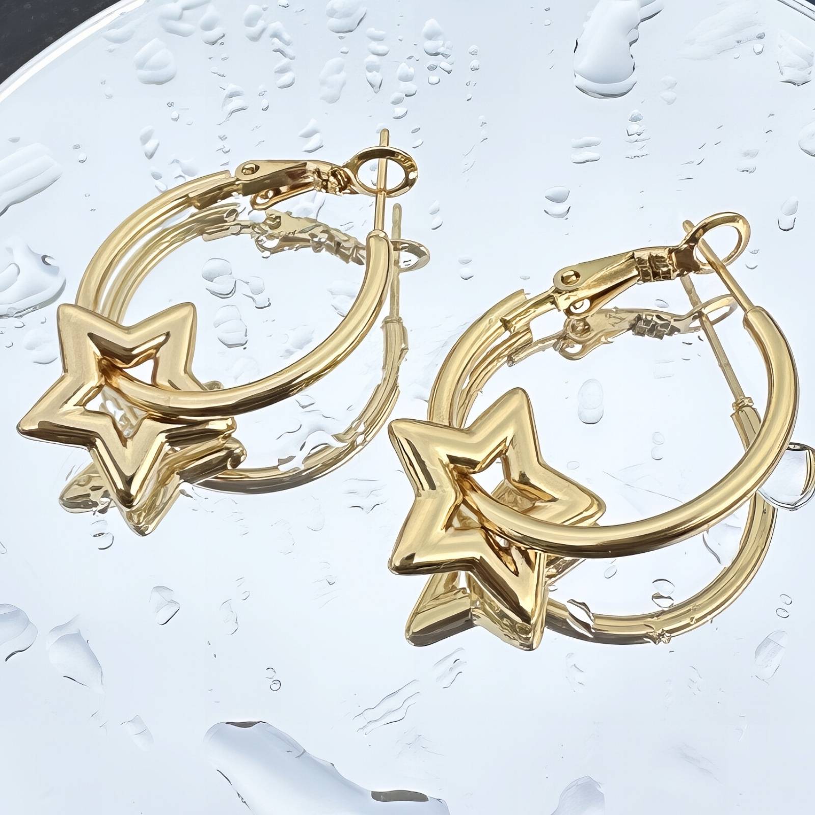 18K gold plated Stainless steel "Stars" earrings - zemarajewelry