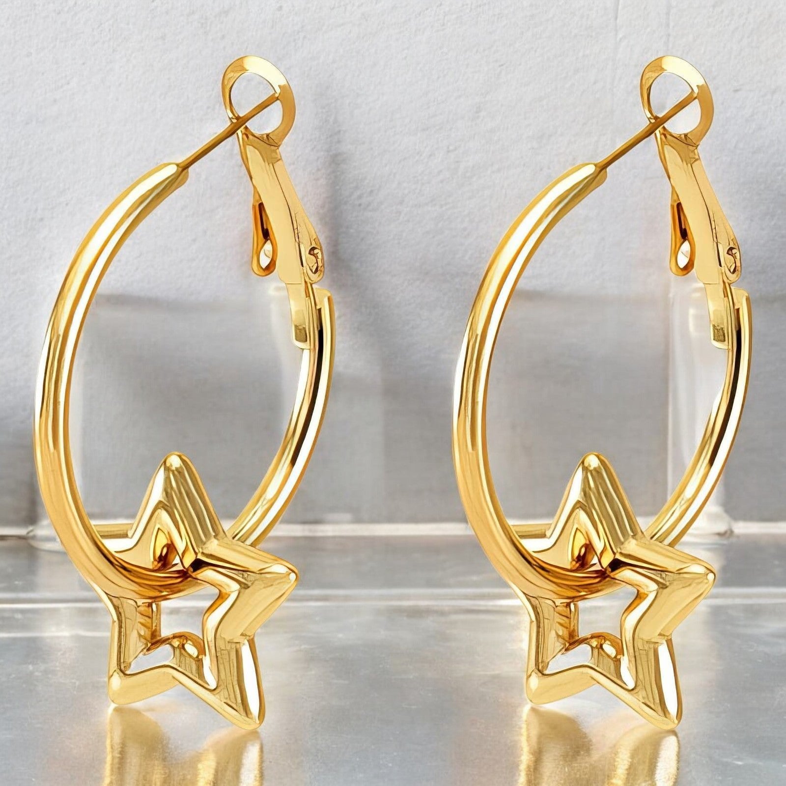 18K gold plated Stainless steel "Stars" earrings - zemarajewelry