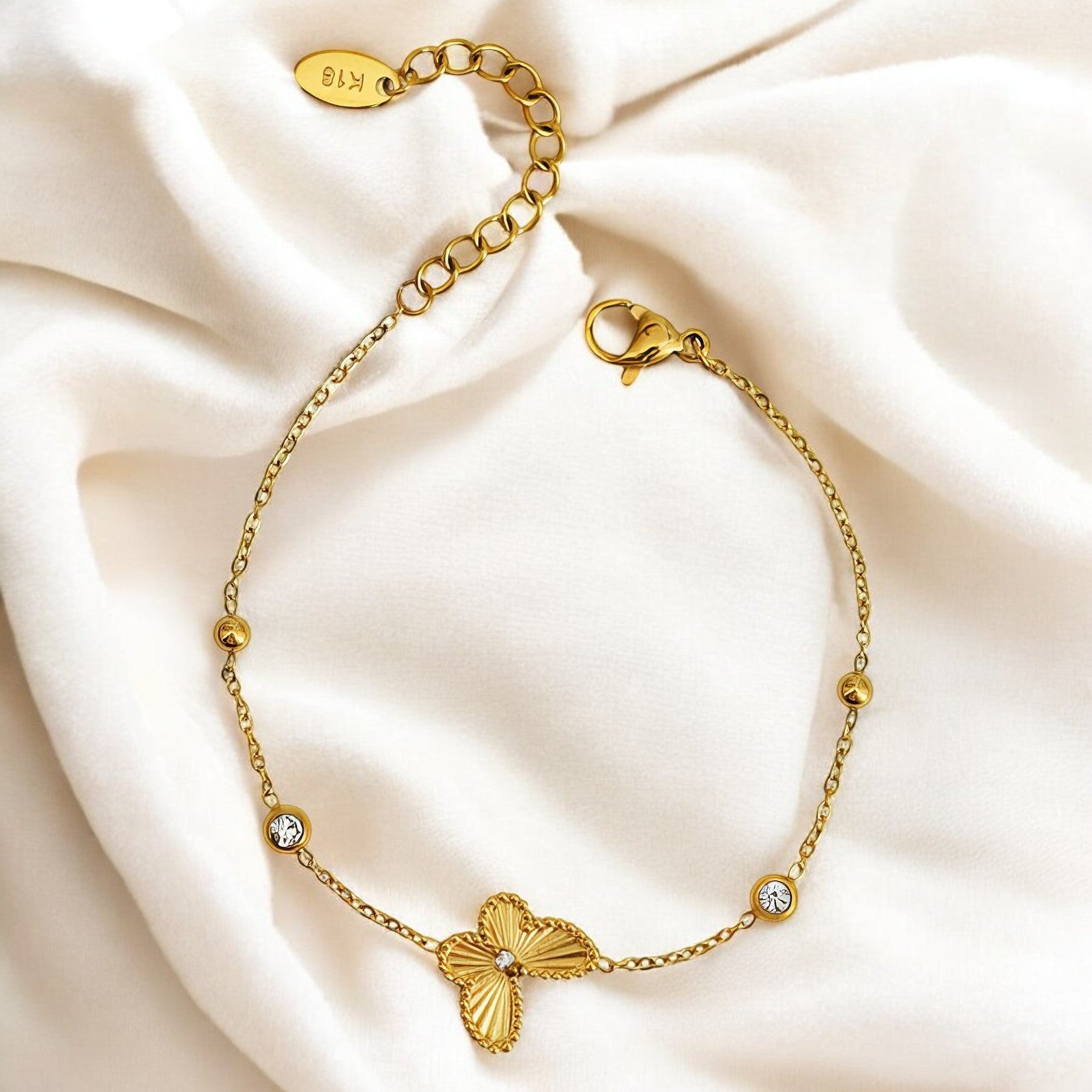 18K gold plated Stainless steel "butterfly" bracelet - zemarajewelry