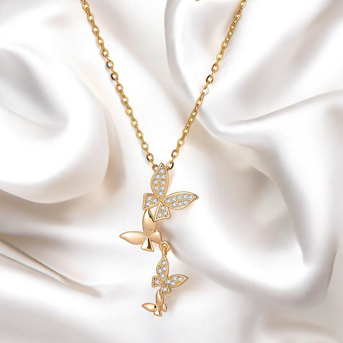 18K Gold - Plated Butterfly Necklace - zemarajewelry