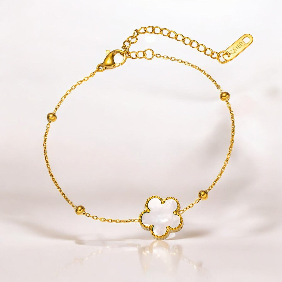 18K Gold - Plated Flower Bracelet - zemarajewelry