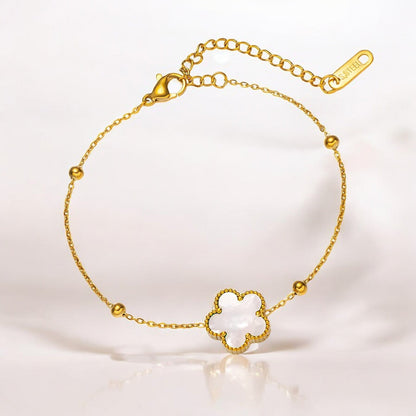 18K Gold - Plated Flower Bracelet - zemarajewelry