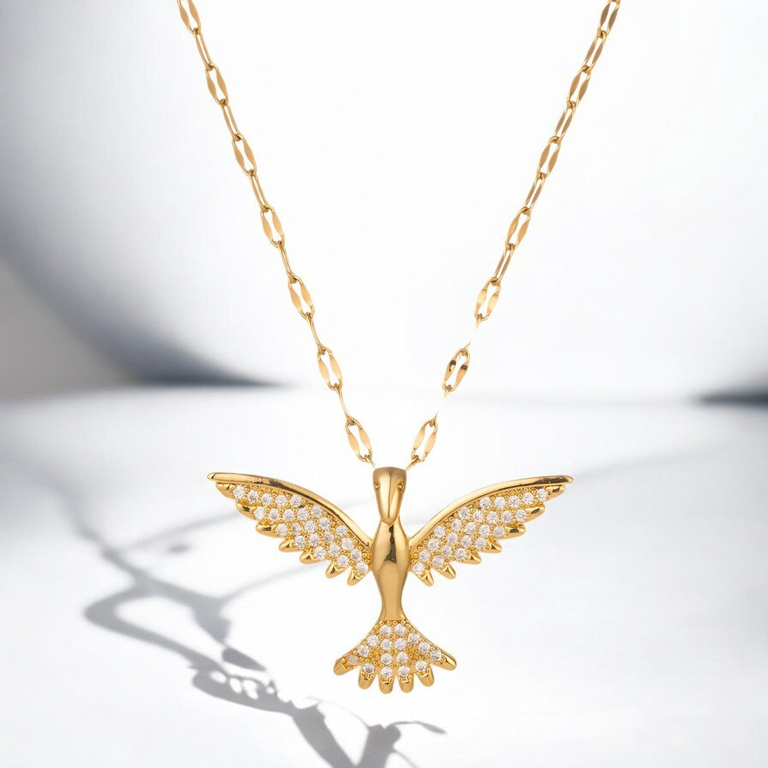 18K Gold - Plated Stainless Steel Bird Necklace - zemarajewelry