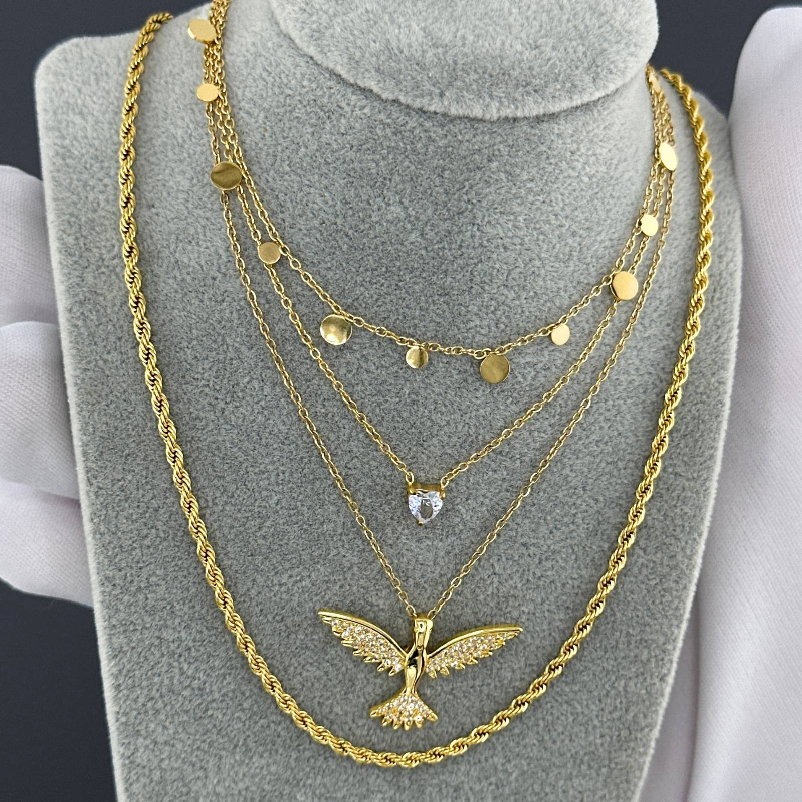 18K Gold - Plated Stainless Steel Bird Necklace - zemarajewelry