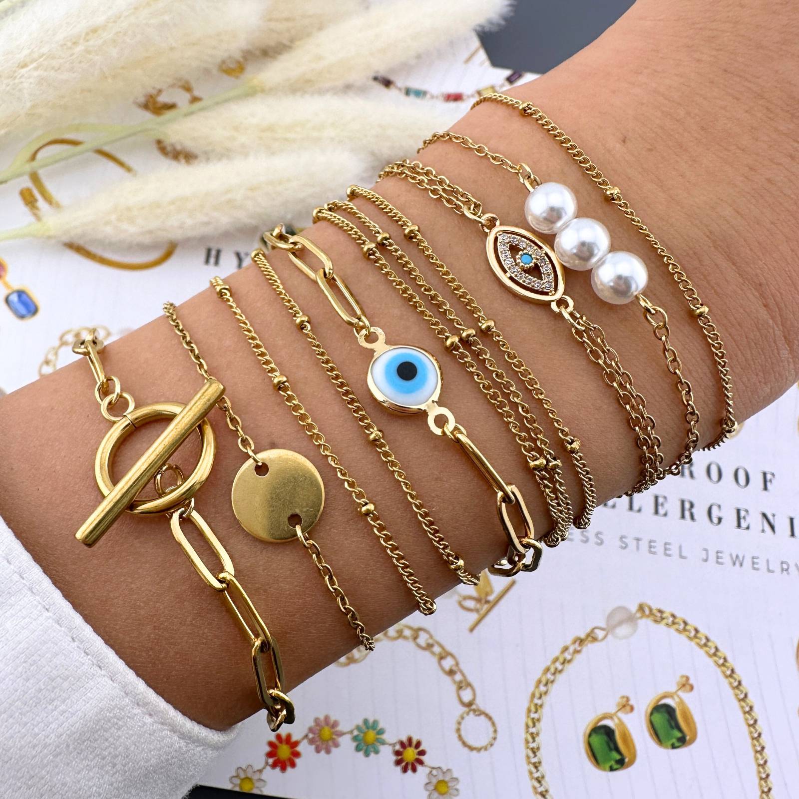 18K gold plated Stainless steel bracelet, Intensity - zemarajewelry