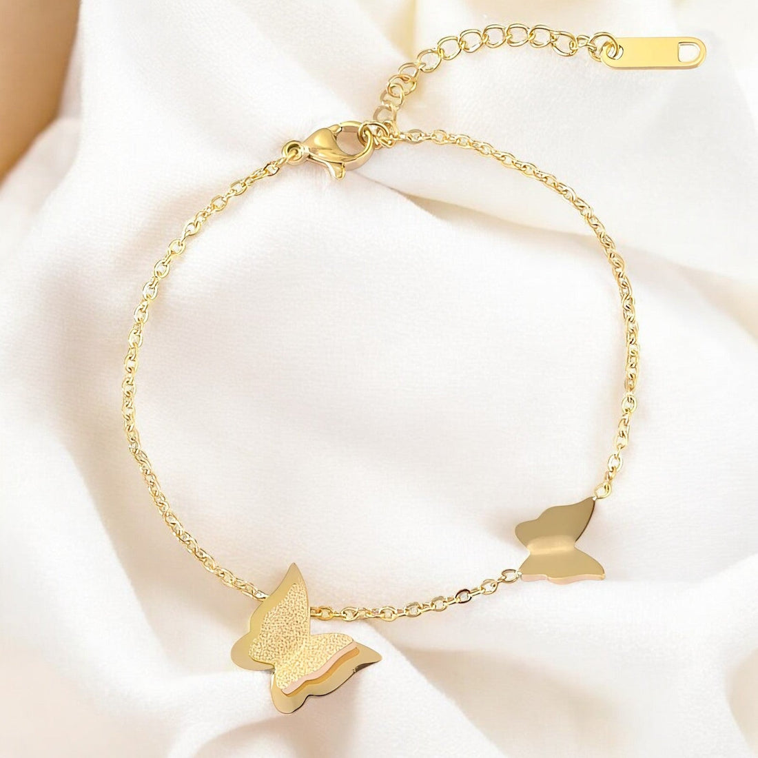 18K gold plated Stainless steel "Butterflies" bracelet - zemarajewelry