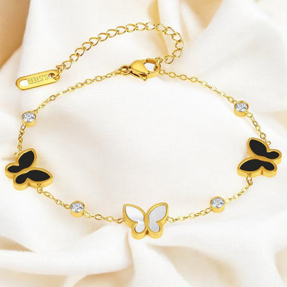 18K gold plated Stainless steel "Butterflies" bracelet - zemarajewelry