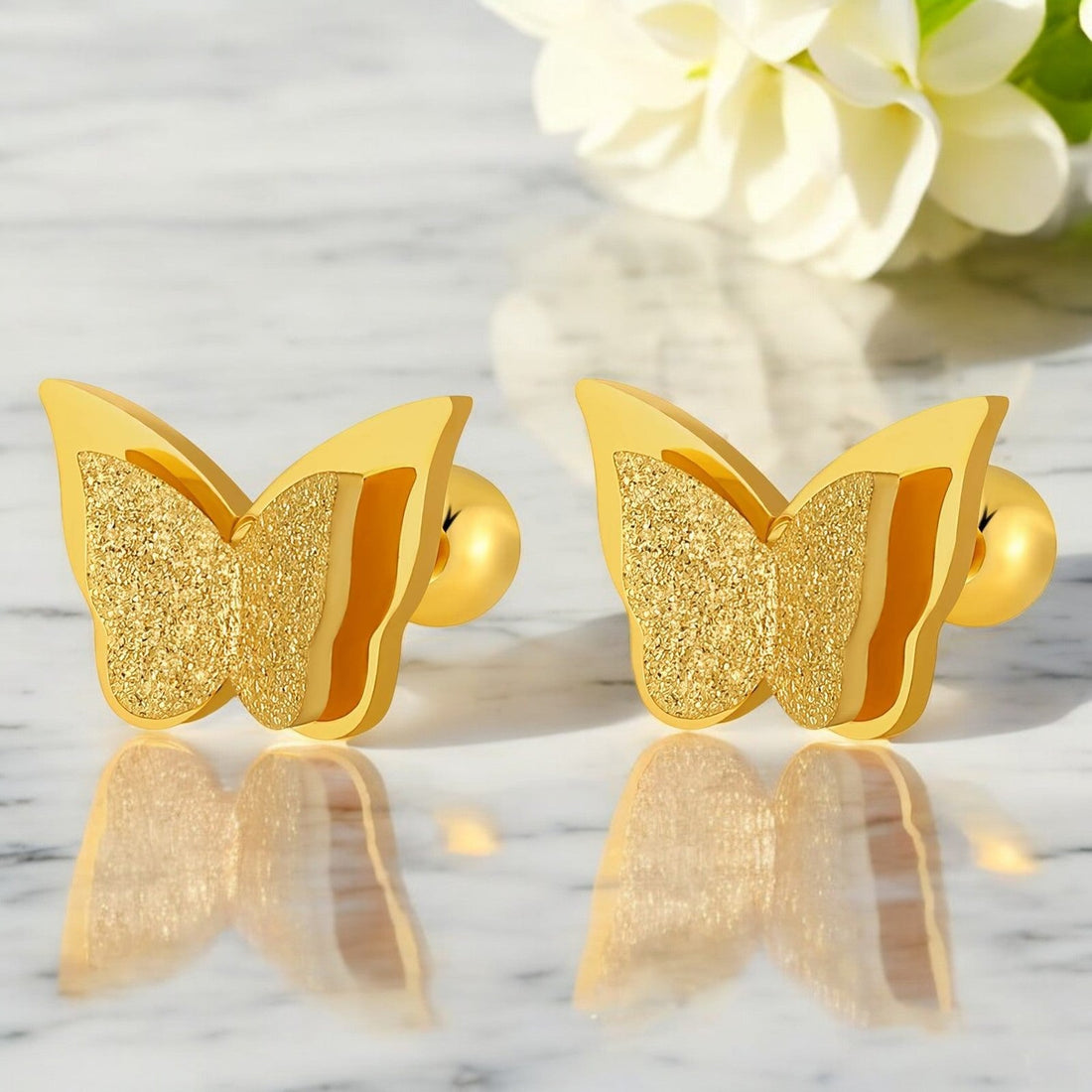 18K gold plated Stainless steel "butterflies" earrings - zemarajewelry