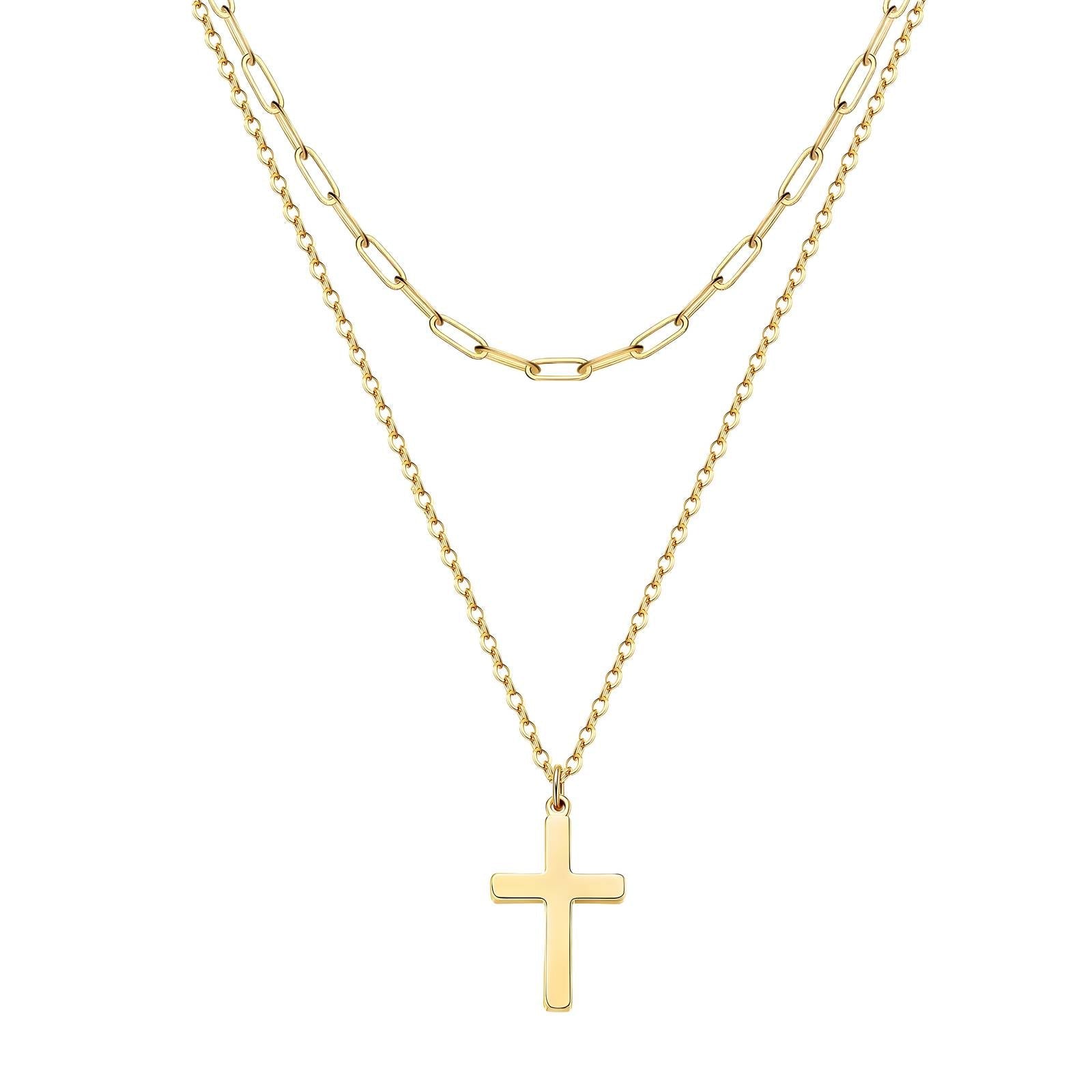 18K gold plated Stainless steel "Crosses" necklace, Intensity - zemarajewelry