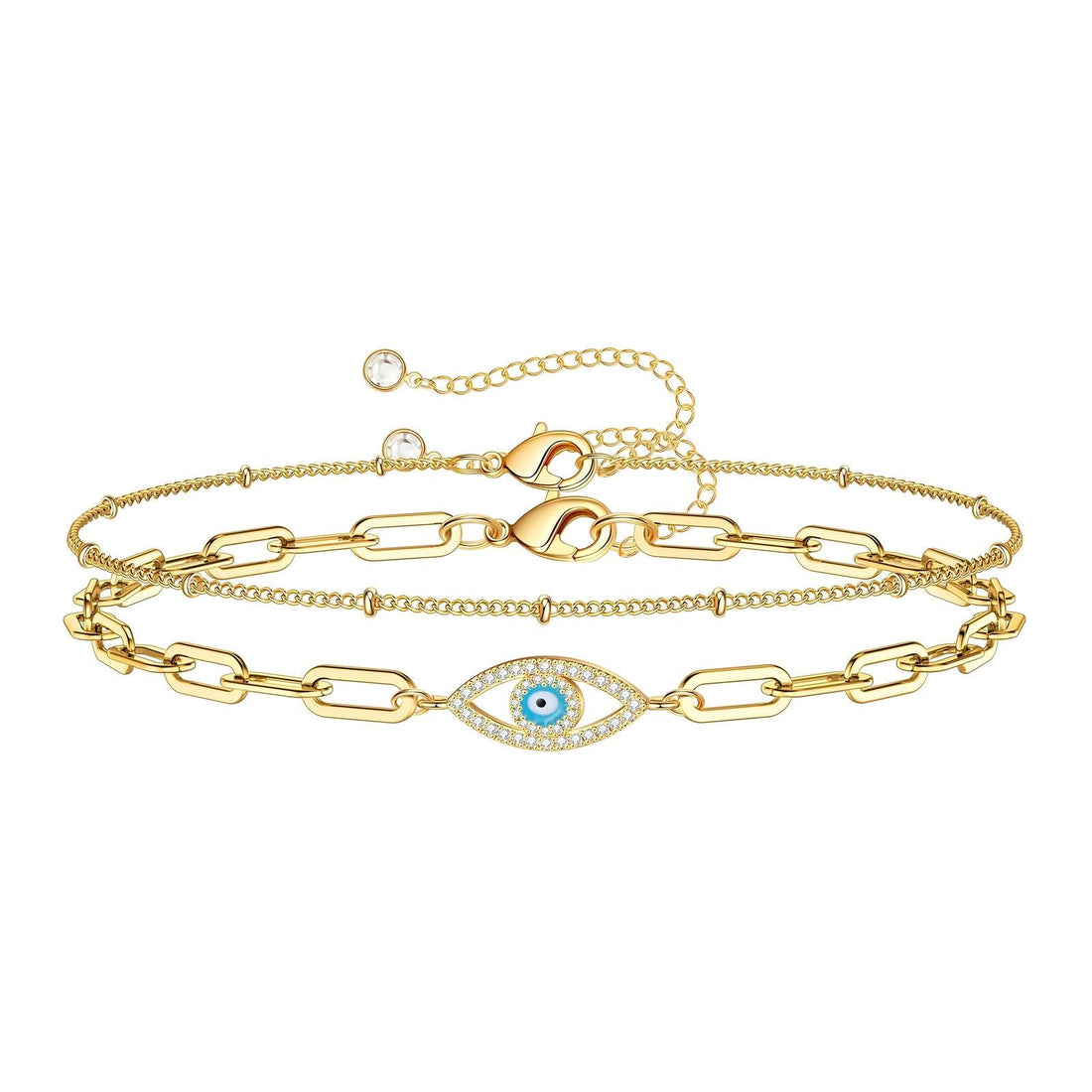 18K gold plated Stainless steel "Evil Eye" bracelet - zemarajewelry