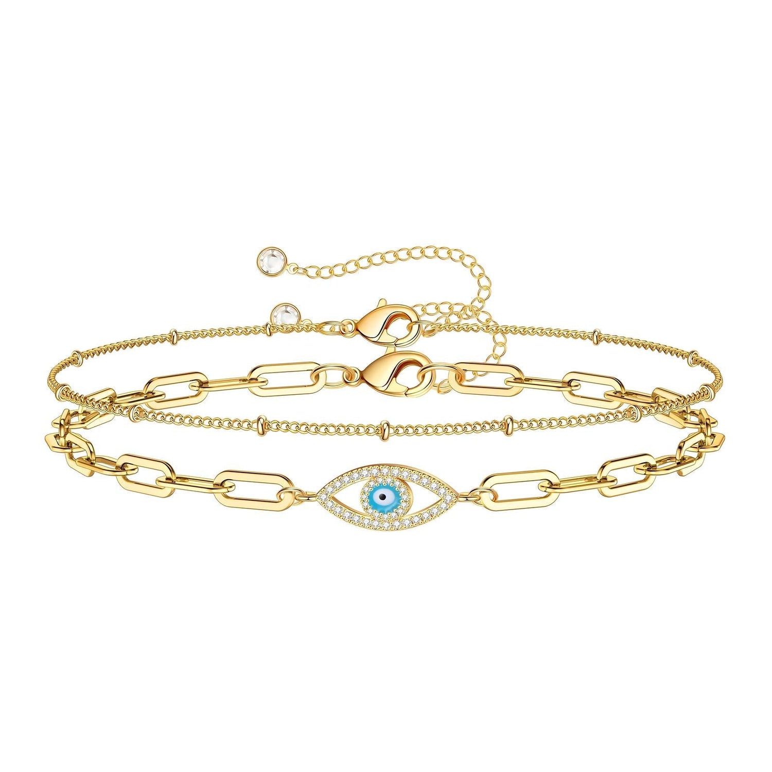 18K gold plated Stainless steel "Evil Eye" bracelet - zemarajewelry