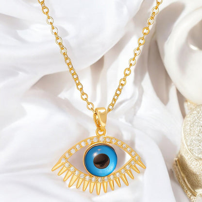 18K gold plated Stainless steel "Evil Eye" necklace - zemarajewelry