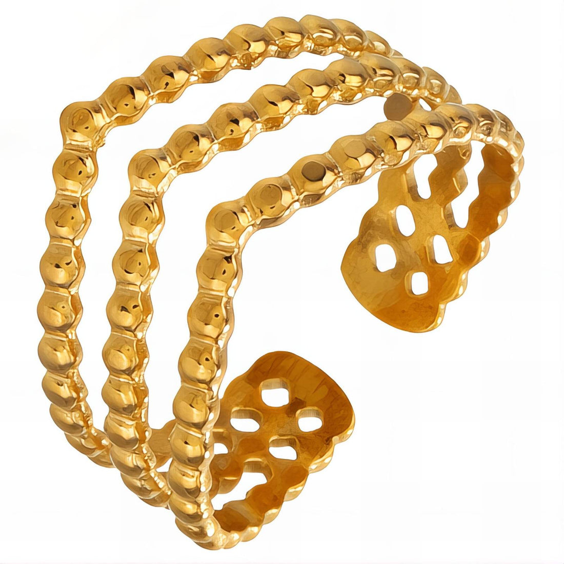 18K gold plated Stainless steel finger ring, Intensity - zemarajewelry