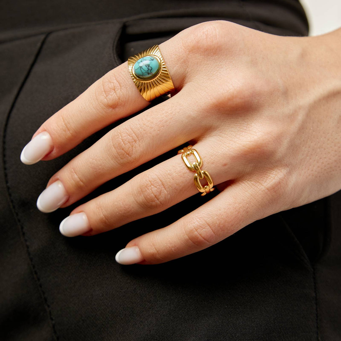 18K gold plated Stainless steel finger ring, Intensity - zemarajewelry