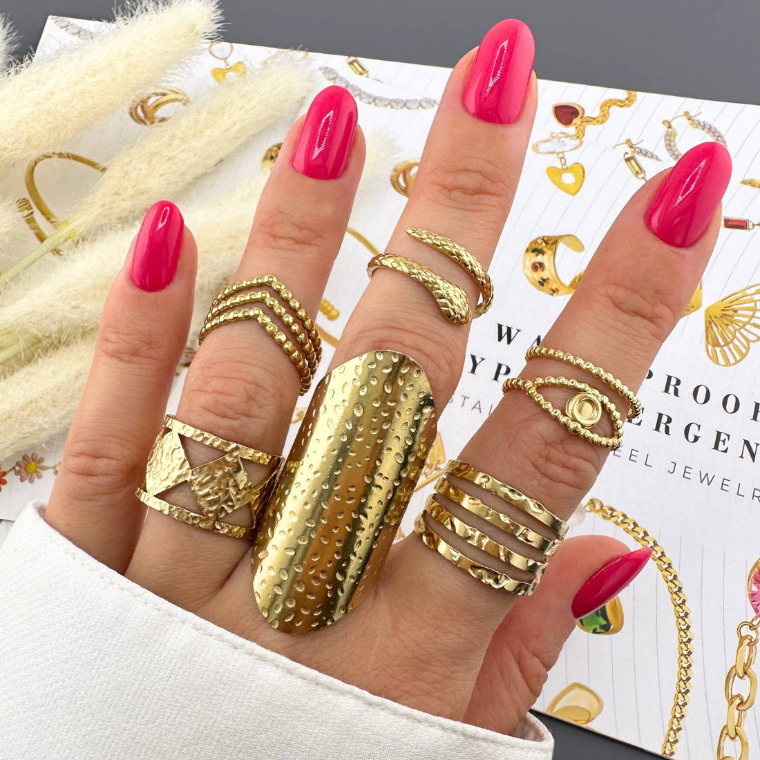 18K gold plated Stainless steel finger ring, Intensity - zemarajewelry