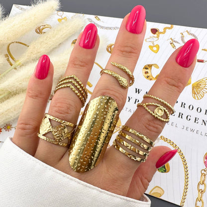 18K gold plated Stainless steel finger ring, Intensity - zemarajewelry