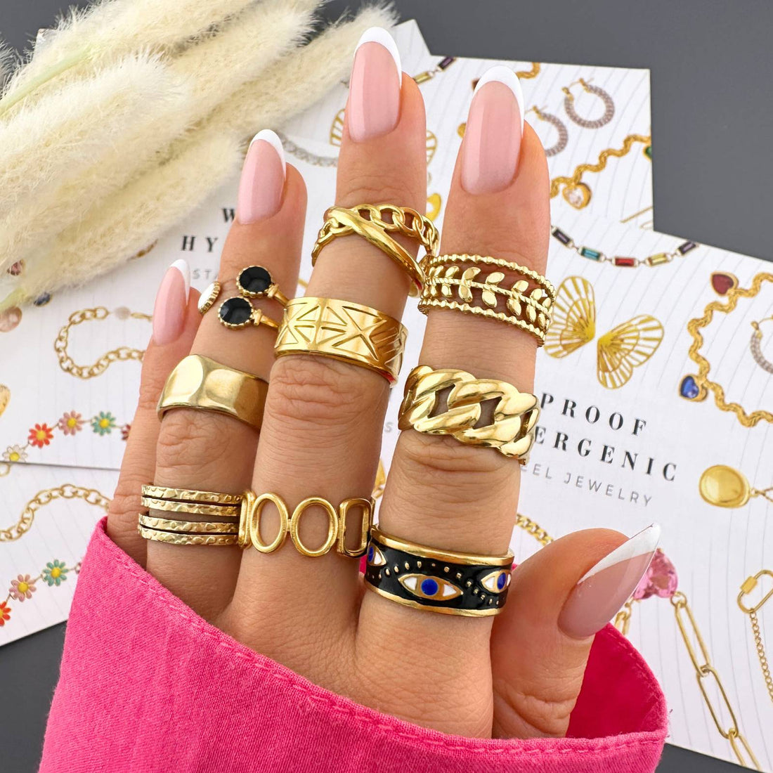 18K gold plated Stainless steel finger ring, Intensity - zemarajewelry