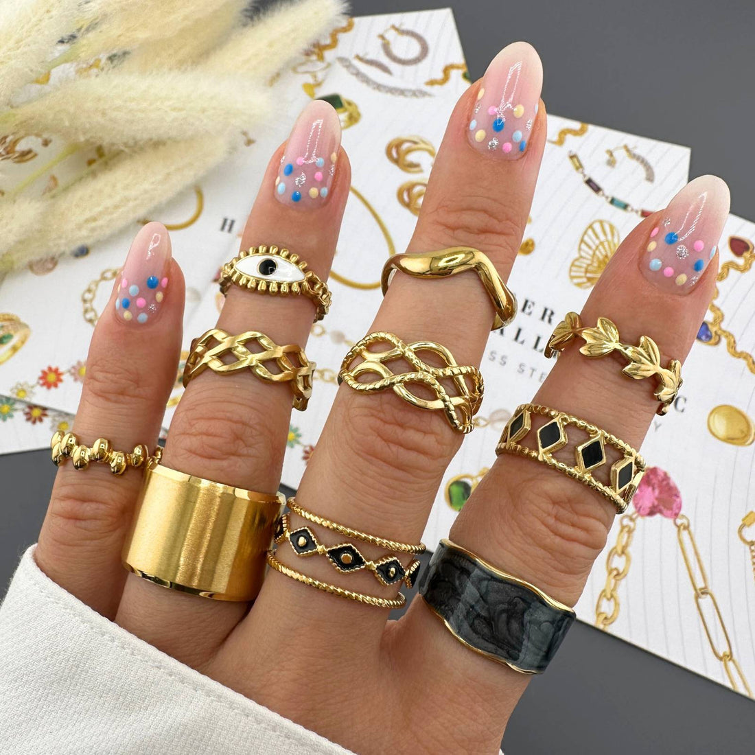 18K gold plated Stainless steel finger ring, Intensity - zemarajewelry