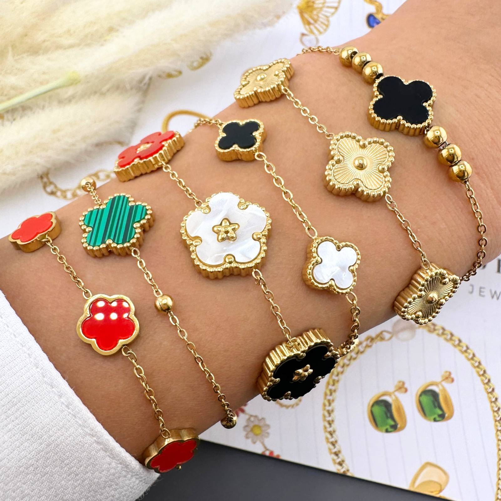 18K gold plated Stainless steel "Flower Meadow" bracelet - zemarajewelry