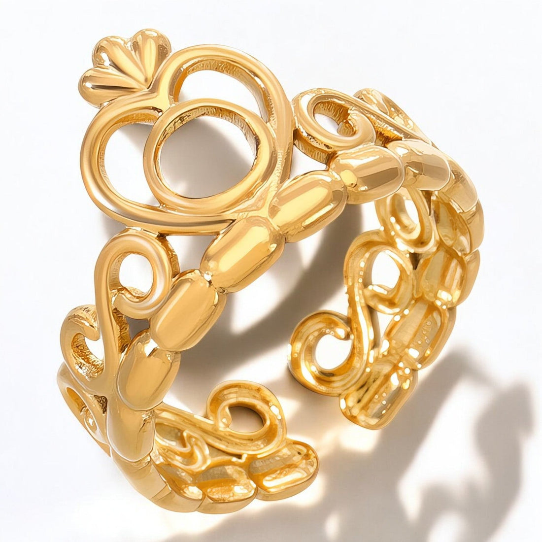 18K gold plated Stainless steel "Heart" finger ring - zemarajewelry