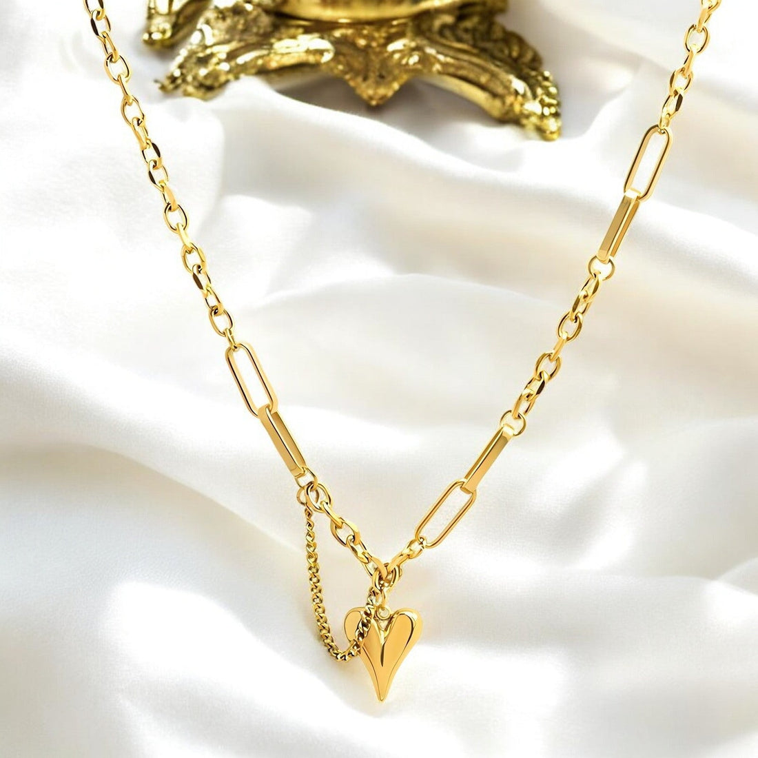 18K gold plated Stainless steel "Heart" necklace - zemarajewelry