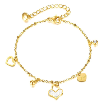 18K gold plated Stainless steel "Hearts" bracelet - zemarajewelry