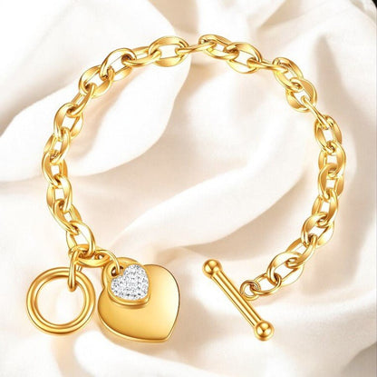 18K gold plated Stainless steel "Hearts" bracelet - zemarajewelry