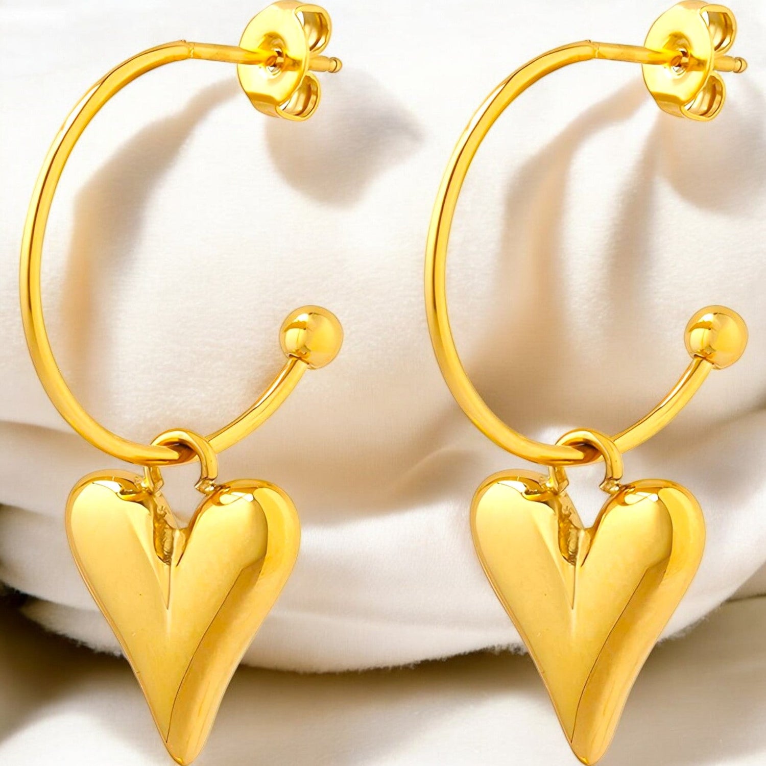 18K gold plated Stainless steel "Hearts" earrings - zemarajewelry