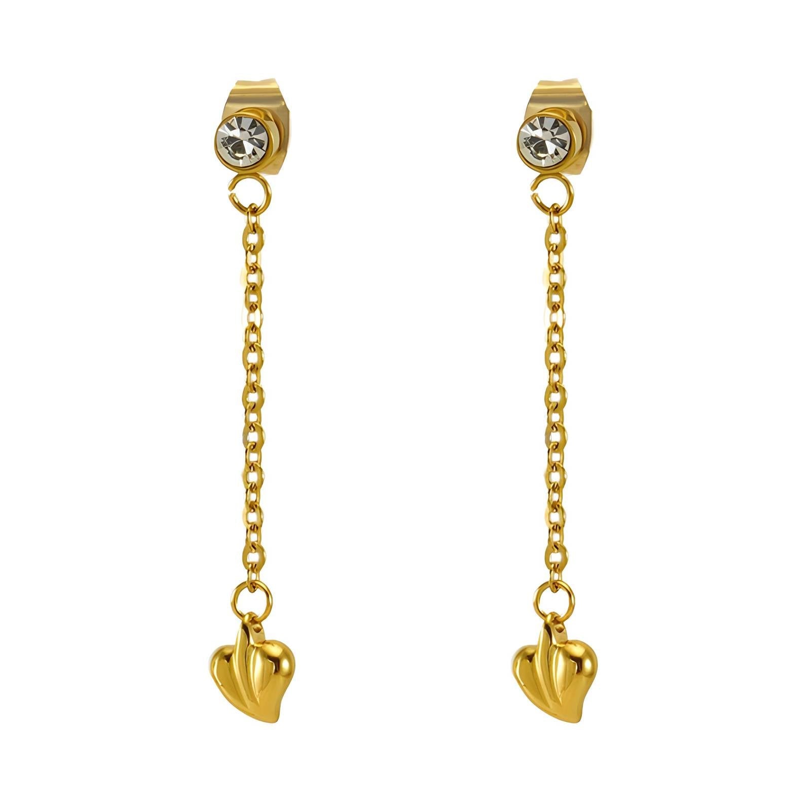 18K gold plated Stainless steel "Hearts" earrings - zemarajewelry