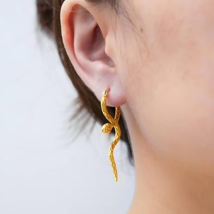 18K gold plated Stainless steel "Snakes" earrings - zemarajewelry